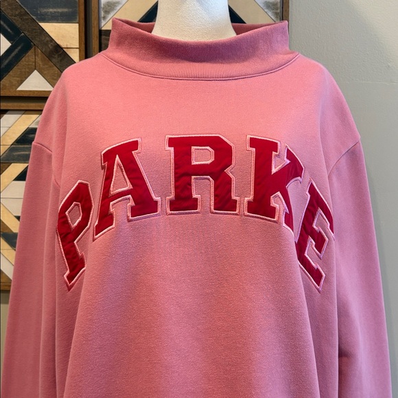 PARKE Valentine's Day Varsity Fleece Mockneck in Lover Pink / Red size L/XL - Picture 2 of 9